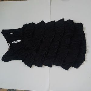 Old Navy NWT Women's M Crinkle Jersey Material Black Racer Back Ruffle Tank Top